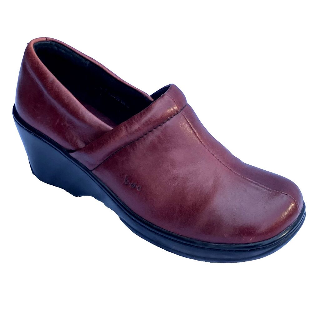 B.O.C. Born Clog Leather Maroon Wine Red 8 39 Comfort 5596 Orthopedic Nurse